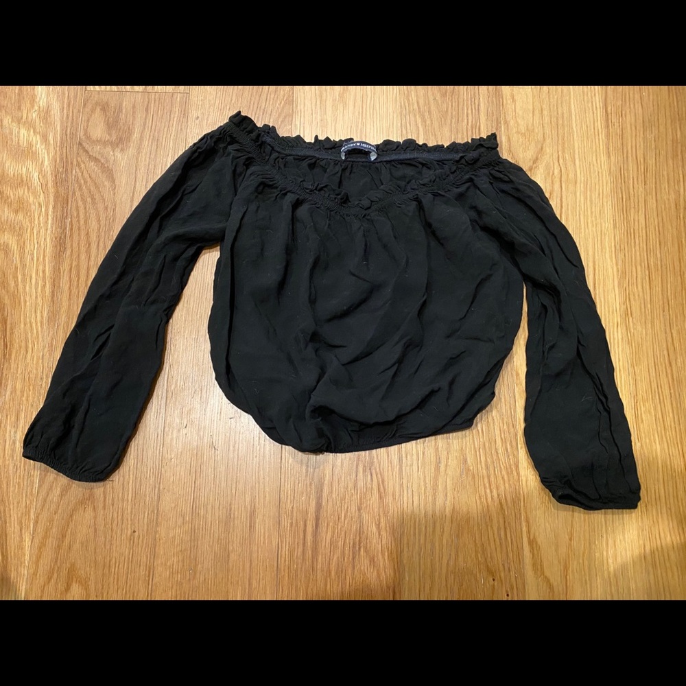 Black long sleeve off the shoulder top